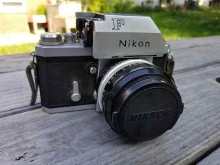Vintage 1967 Or 1968 Nikon Model F 35mm Film Slr Camera And 50mm Nikkor Lens