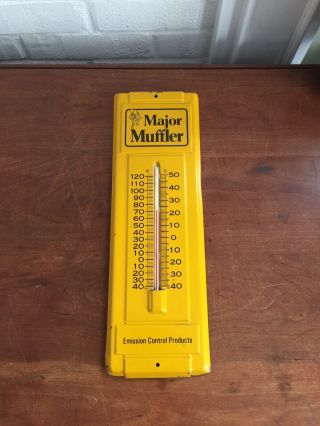 Vintage Major Muffler Advertising Metal Thermometer Sign Rare Htf