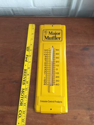 Vintage Major Muffler Advertising Metal Thermometer Sign RARE HTF 2