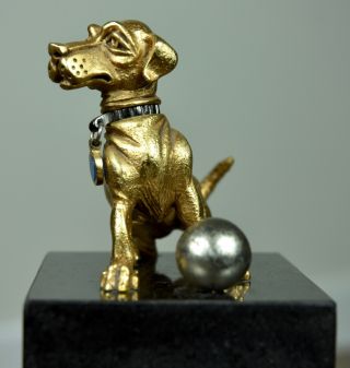 RARE Frank Meisler Mini Dog with Ball Figurine SIGNED on Marble Base 3