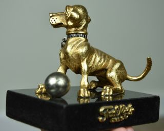 RARE Frank Meisler Mini Dog with Ball Figurine SIGNED on Marble Base 4