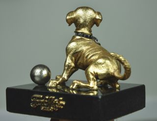 RARE Frank Meisler Mini Dog with Ball Figurine SIGNED on Marble Base 7