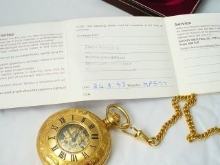 Rotary Pocket Watch Half Hunter MP597 Almost Vintage 1993 Box & Papers 3