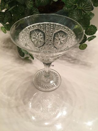 Vintage 6” Tall Cut Glass Compote.