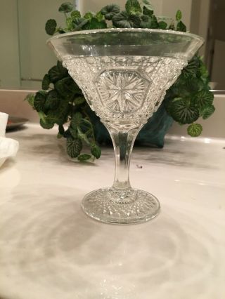 vintage 6” Tall Cut Glass Compote. 5