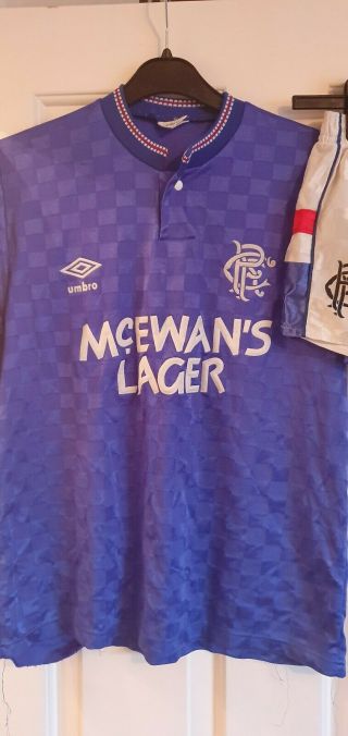 Rare Vintage Glasgow Rangers Shirt And Shorts 87 - 88 2