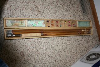 Vintage Split Bamboo Fly Rod/casting Rod,  Nos In Wood Box,  Vicki Japan
