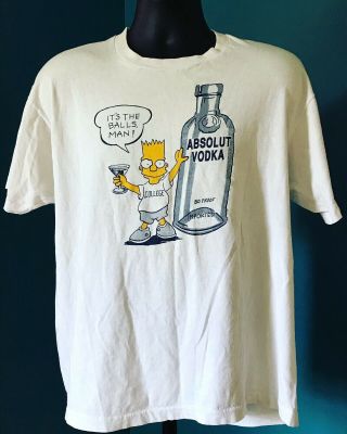 Vintage Rare Bootleg Bart Simpson Absolut Vodka Shirt Usa Sz Xl 90s