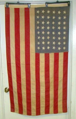 Vintage Us United States 48 Star Linen Flag 3 