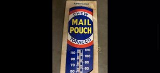 Vintage Metal Mail Pouch Chewing Tobacco Thermometer Metal Sign Vintage Sign