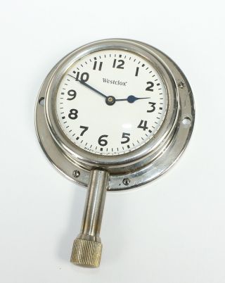 Vintage Westclox White Dial Blue Hands Car Clock - Tb180