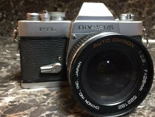 Olympus Ftl Rare Vintage W/ Auto Chinon 1:2.  8 28mm 522182 Lens Sn:104830