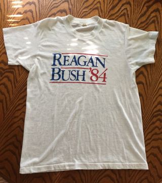 True Vintage Ronald Reagan George H W Bush 1984 84 T Shirt Election Presidential