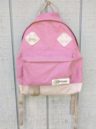 Vintage Eastpak Nylon Canvas Leather Bottom Backpack Bookbag Made In Usa Maroon
