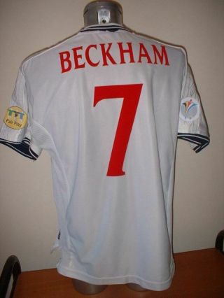England Shirt Jersey Large BECKHAM Vintage Umbro Football Soccer Soccer Man Utd 3