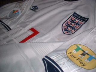 England Shirt Jersey Large BECKHAM Vintage Umbro Football Soccer Soccer Man Utd 4