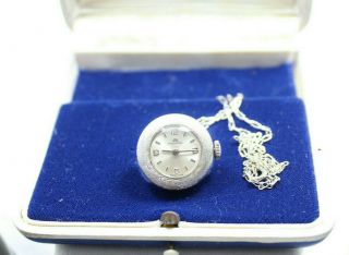 Bucherer Bell Pendant Necklace 17 Jewel Swiss Watch Cal.  As 1729 Circa 1970