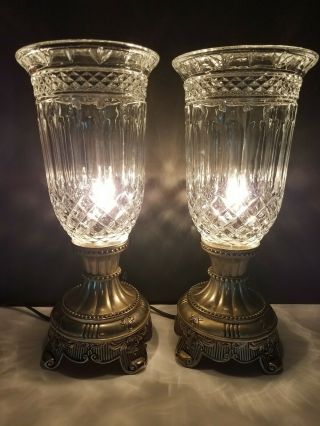 Vintage 13 " Crystal Hurricane Electric Lamps Godinger Silver Art Company