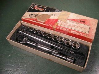 Old Vintage Mechanics Tools Premium Snap - On 1/4 Drive Socket Set Metric