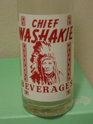 Vintage " Chief Washakie " 10 Oz Indian Acl Soda Bottle