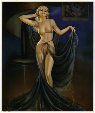 Vintage Irene Patten 1935 Harem Girl Art Deco Pin - Up Print Glamorous Grace Fine,