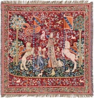 60 " Lady & Unicorn The Taste Table Blegian Tapestry Throw Bed Spread 7156