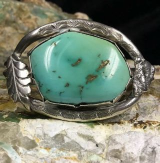 Vintage,  Zuni “juan Martinez” Sterling Silver & Turquoise Cuff Bracelet,  35.  8g