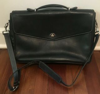 Coach Lexington Black Leather Vintage Briefcase Messenger Laptop Bag 6457