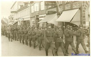 Port.  Photo: Occupation Wehrmacht Truppe March On Street; Slagelse,  Denmark (2)