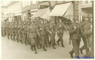 Port.  Photo: Occupation Wehrmacht Truppe March On Street; Slagelse,  Denmark (1)