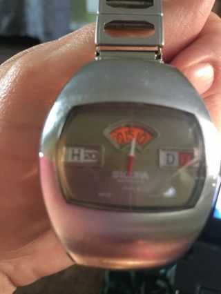 Stunning Vintage Sicura Breitling Jump Hour Digital Mechanical Wrist Watch