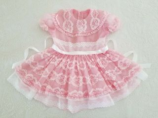 Vintage Toddler Girls Pink Sheer Lace Party Dress Childrens Clothes Hand Dyed