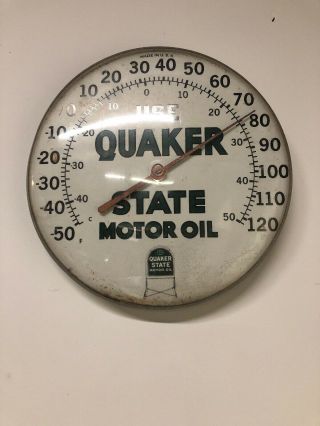 Vintage 1950 - 1960 Quake State Motor Oil Thermometer Sign.