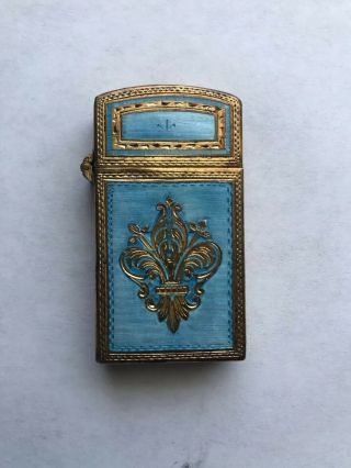 Rare Sterling Silver Enamel Lighter Made In Italy W Zippo Insert Double Sided