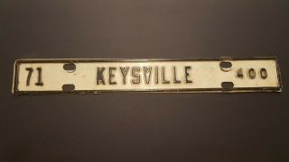 Rare Vintage 1971 Keysville,  Virginia Va License Plate Tag Topper