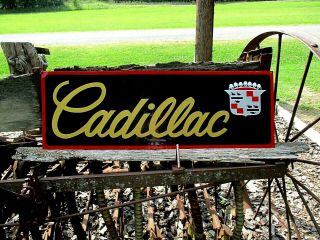 36” Vintage Hand Painted Antique Vintage Old Style Cadillac Service Station Sign 2