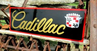 36” Vintage Hand Painted Antique Vintage Old Style Cadillac Service Station Sign 4