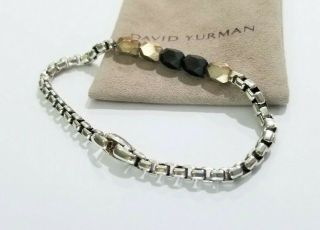 David Yurman Rare Faceted Black Onyx Silver Box Link Bracelet - Stunning $550