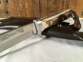 Rare Vintage Puma 6396 Stag Handle Bowie Knife & Sheath - 13/RC Germany 4