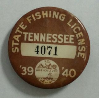 Vintage 1939 1940 Tennessee Fishing License