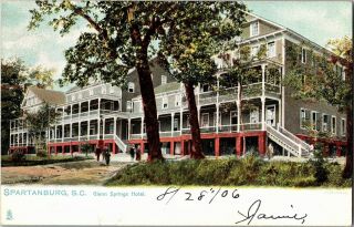 Tucks 2389 Spartanburg Sc Glenn Springs Hotel C1906 Vintage Postcard R31