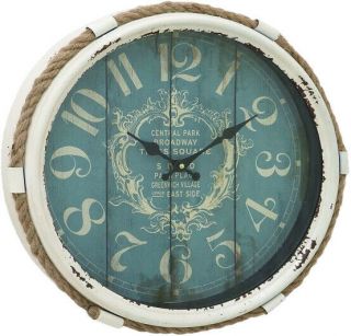 Vintage Look Wall Clock Distressed Finish Chipped Paint Details Size 17 " Or 25 "