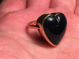 Vintage Dark Opal Heart Ring - 10k Plated - Size 5 3/4 - Don 