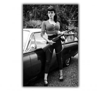 Ww2 Photo Vintage Pin - Up Thompson Gun Classic Girl Sexy Glossy " 4 X 6 " Inch P