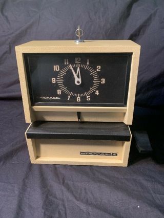 Rare Vintage Cincinnati Time Clock Recorder W Key