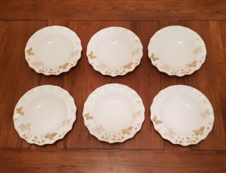 Rare Royal Crown Derby - Set Of 6 - Royal Butterfly A.  1367 - " Fluted Soup Bowls "