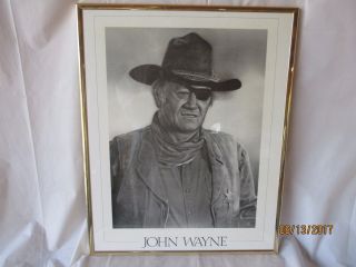 Vintage John Wayne Photo Signed In Gold Tone Frame - Rooster Cogburn - Shpg