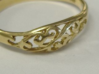 Vintage Solid 14 K Gold Filigree Style Design Ring Size 5.  75