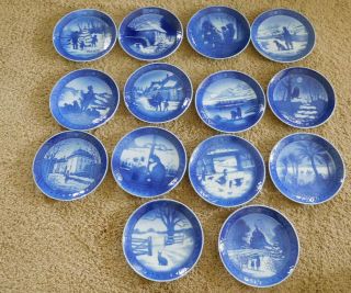 14 Vintage Royal Copenhagen Christmas Plates Flow Blue 1968 To 1981