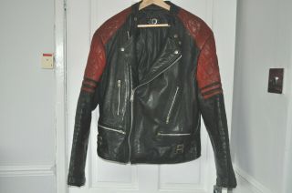 Vintage Waddington Leather Motorcycle Jacket Size Uk 42 44 " Motorbike Biker